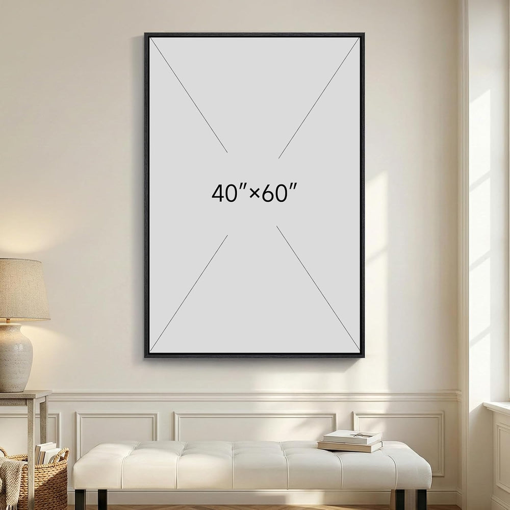 Extra Large Framed Neutral Beige Brown Abstract Wall Art, Vertical 40x60 In