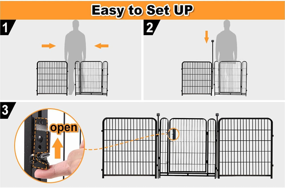 Getlay Garden Fencing 40 inch High, 8 Panels Total 17.7 Ft(L), Gate 17.7 Inch...