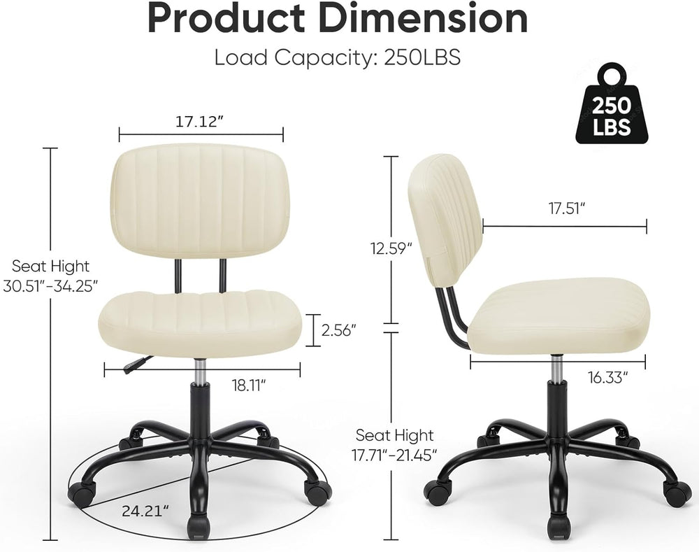 DUMOS Armless Office Chair, Small Home Desk Chair, Lumbar Support