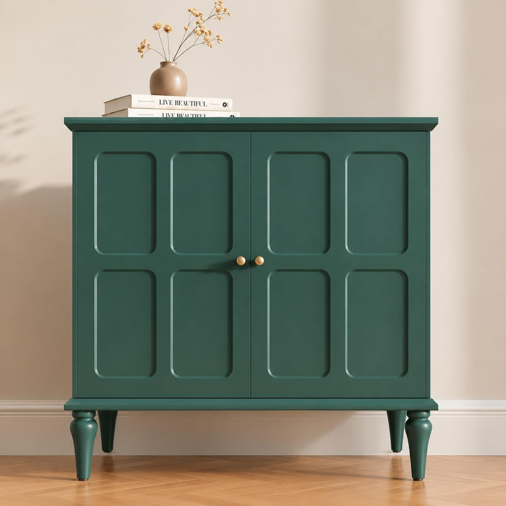 ARTPOWER Green Sideboard Buffet Cabinet with Storage, Mid-Century Modern Storage Cabinet with 2 Doors and Adjustable Shelves, Accent Style Sideboard for Entryway, Dining Room, Living Room