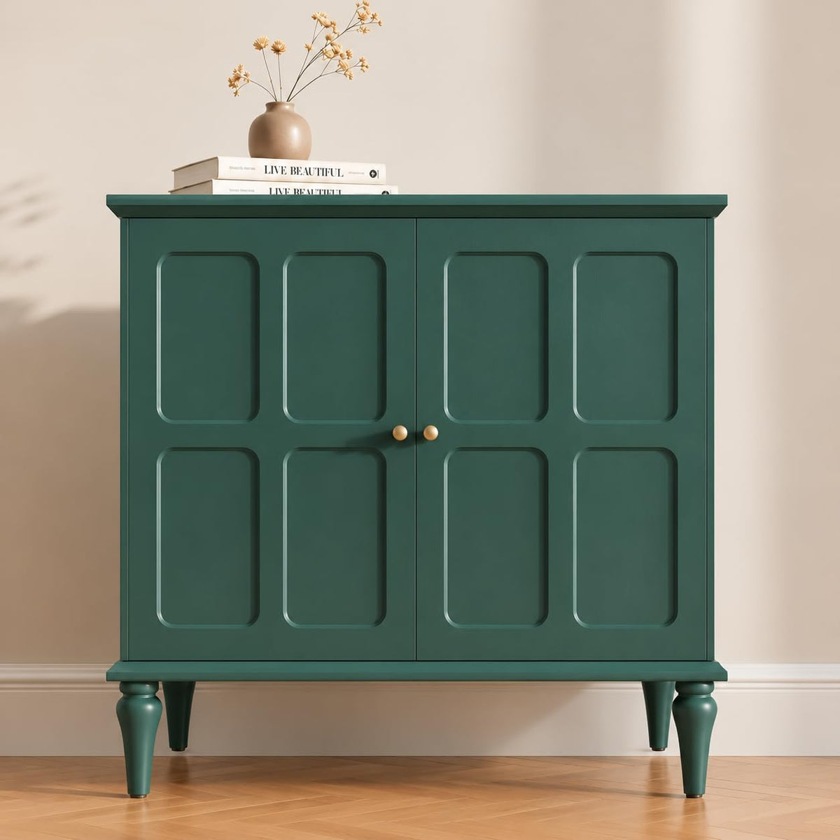 ARTPOWER Green Sideboard Buffet Cabinet with Storage, Mid-Century Modern Storage Cabinet with 2 Doors and Adjustable Shelves, Accent Style Sideboard for Entryway, Dining Room, Living Room