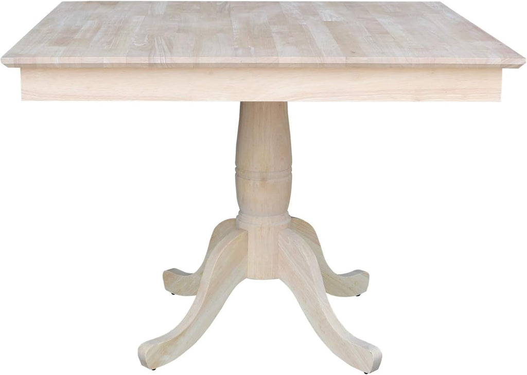 International Concepts 36" x 36" Natural Solid Wood Square Top Pedestal Table - 29.9" Height