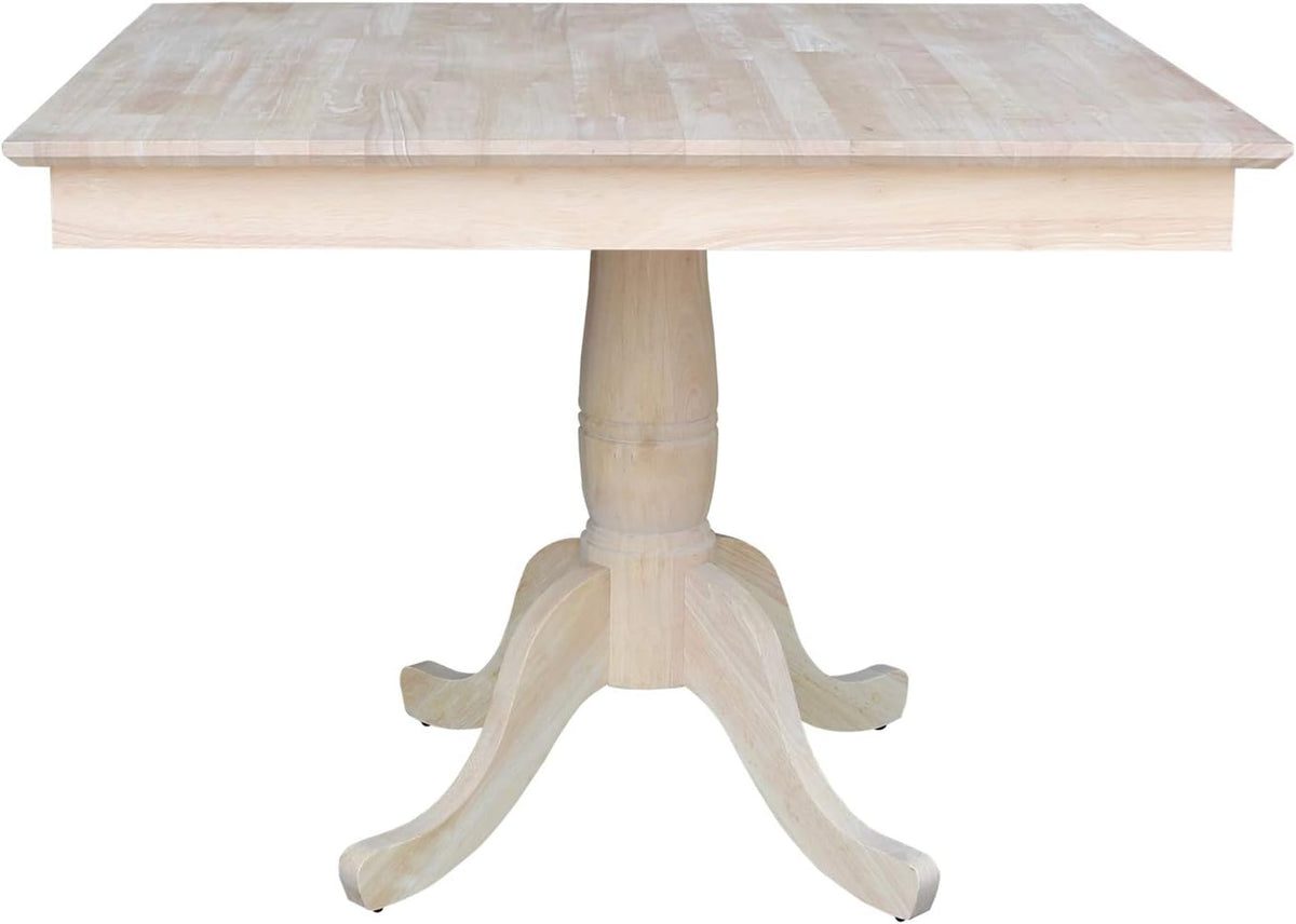 International Concepts 36" x 36" Natural Solid Wood Square Top Pedestal Table - 29.9" Height