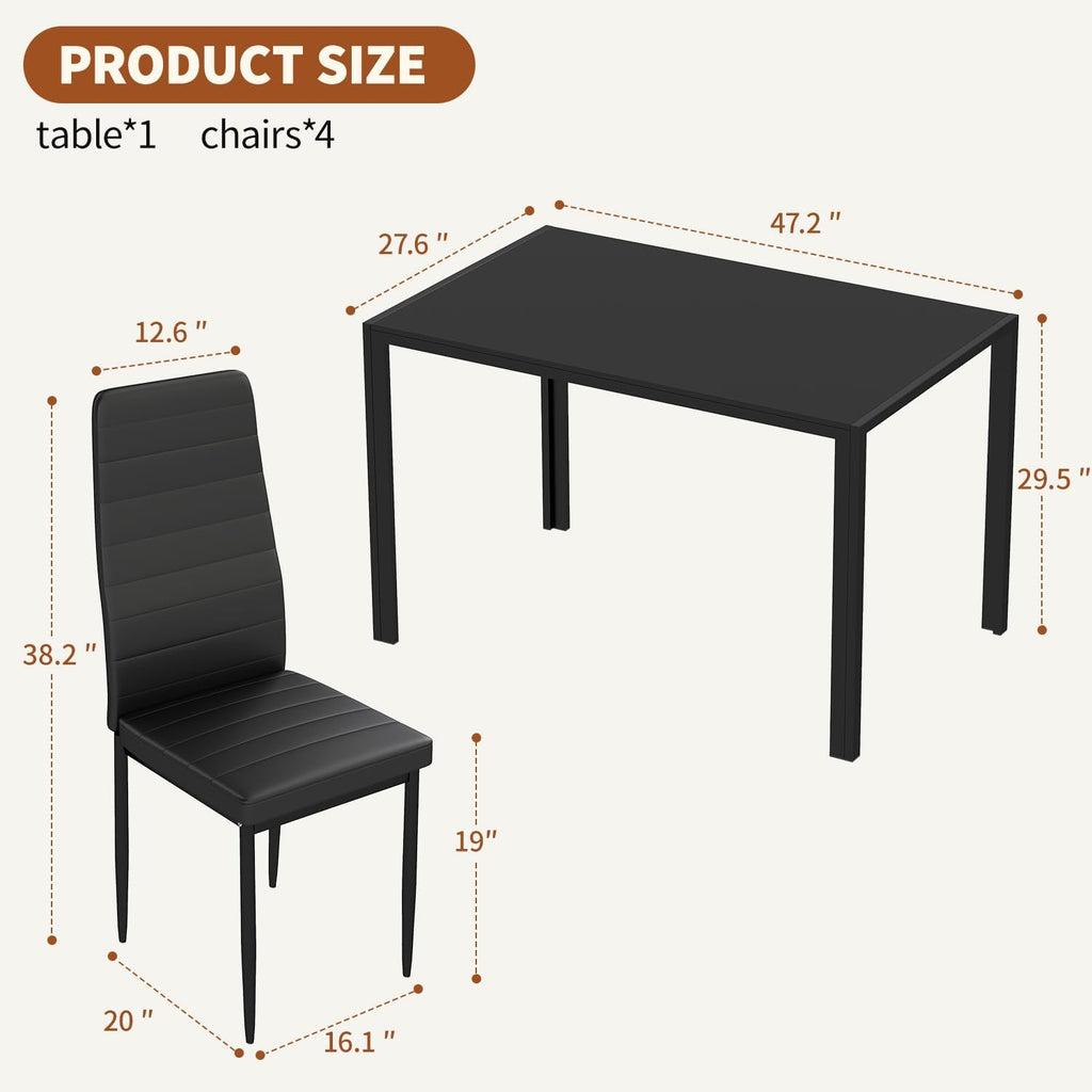 fdw | 5-piece dining table set | black on a desk or shelf