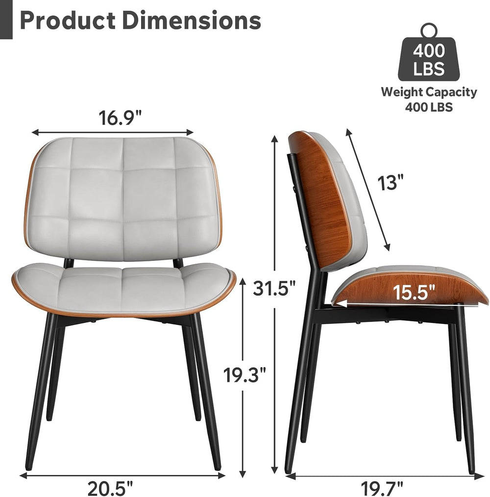 Dining Chairs Set of 2, Mid Century Modern Dining Room Chair, Upholstered Fau...