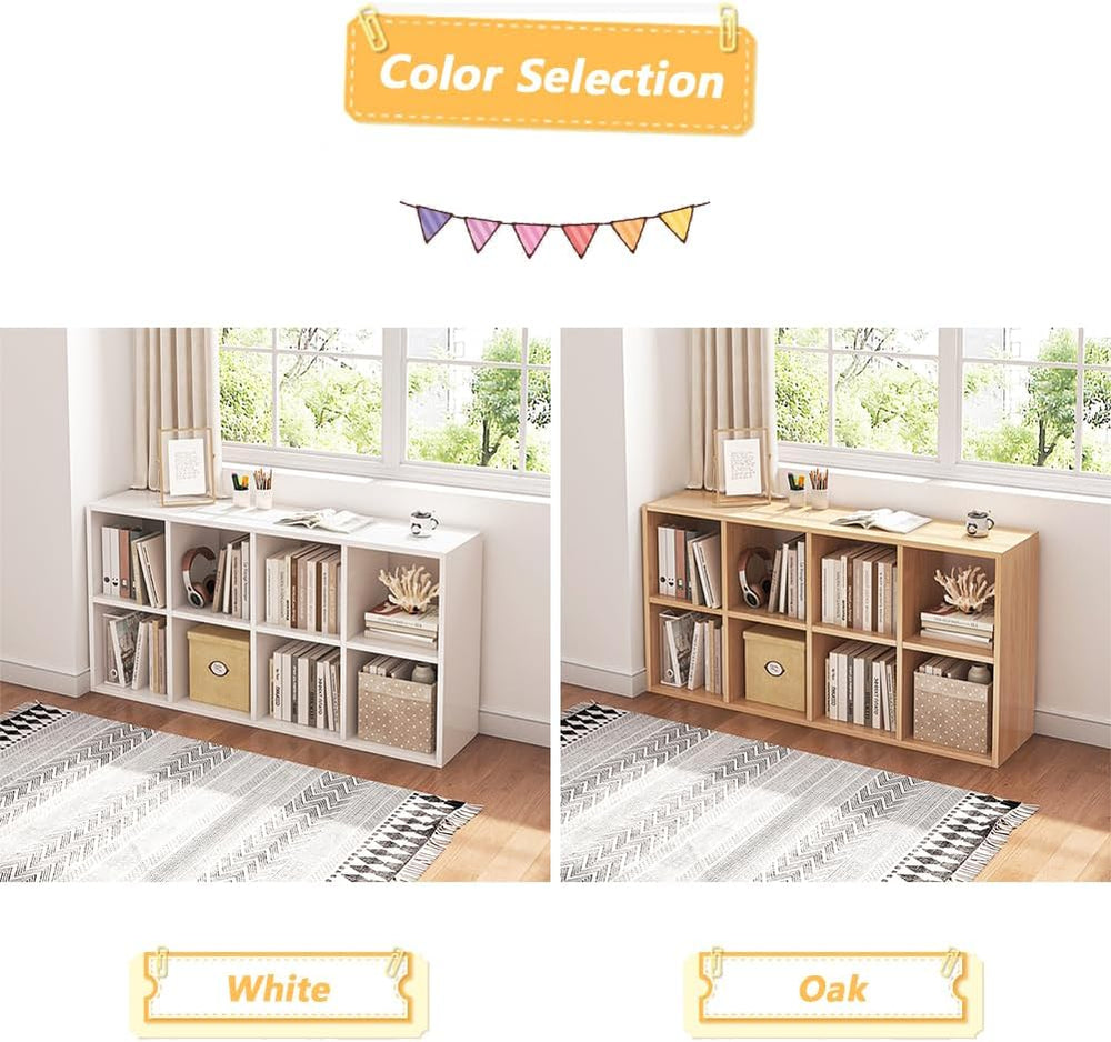 NELYE 8 Cube Organizer Bookcase Oak Open Shelf