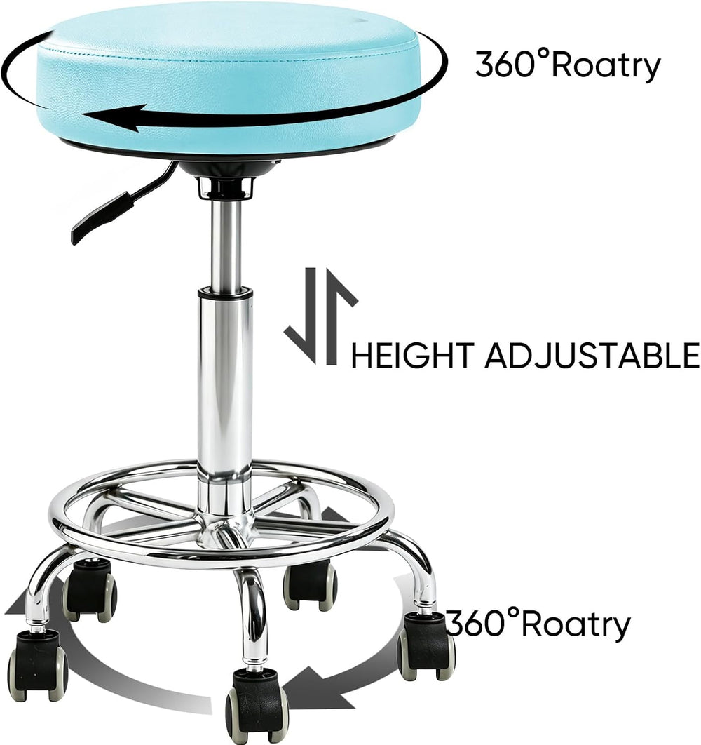 500lb heavy-duty Rolling Stool with Wheels,9.5cm thick Comfort cushion