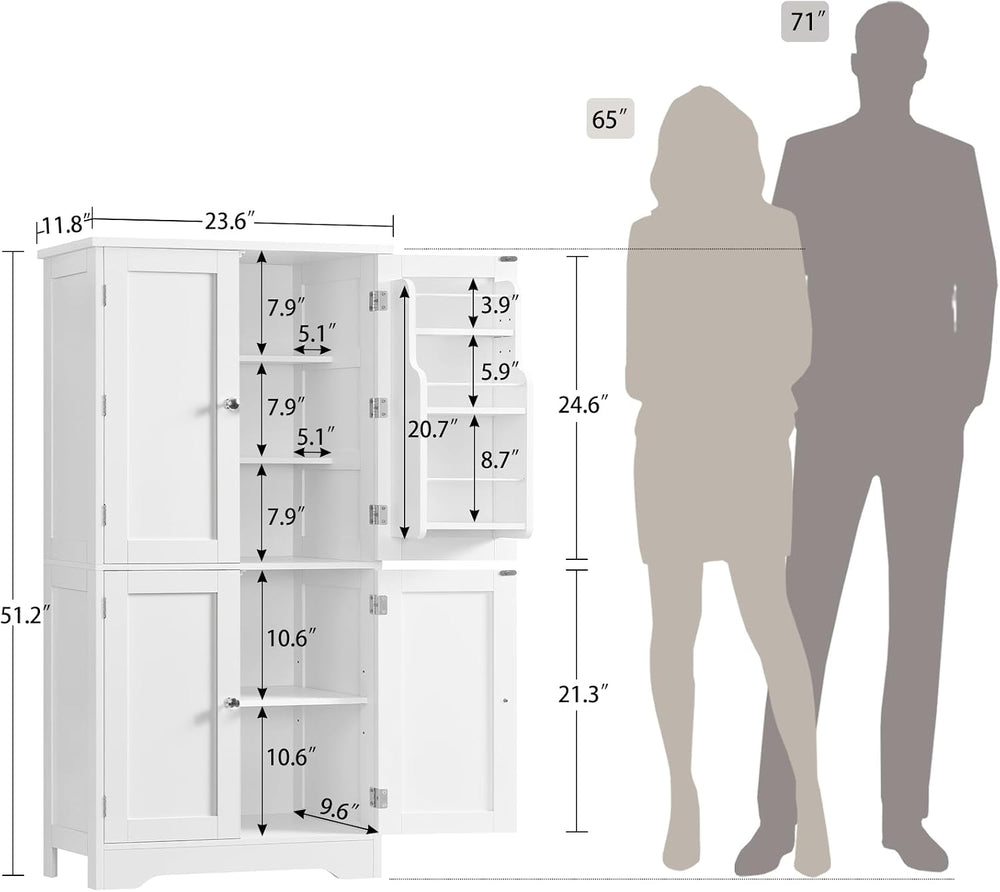 TEENFON Storage Cabinet, Pantry Cabinet with 4 Doors and 3 Storage Shelves, K...