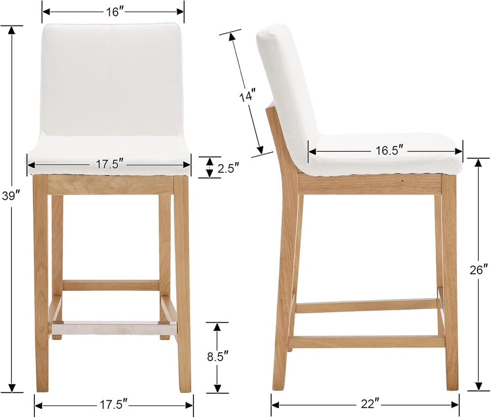 Counter Height Bar Stools Set of 4 Faux Leather Upholstered Kitchen Island St...