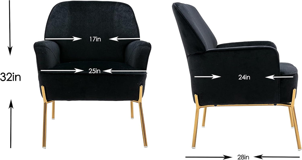 Comfy Velvet Accent Chair with Glam Metal Legs for Dining Room Bedroom Living...