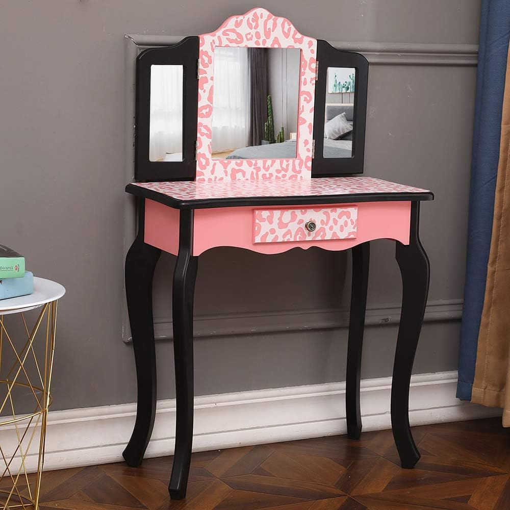 vasitelan vanity table and chair set, vanity set, side view