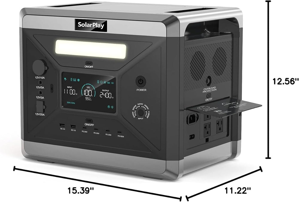 SolarPlay Portable Power Station, 2500W/2300Wh Solar Generator with 4 AC Outl...