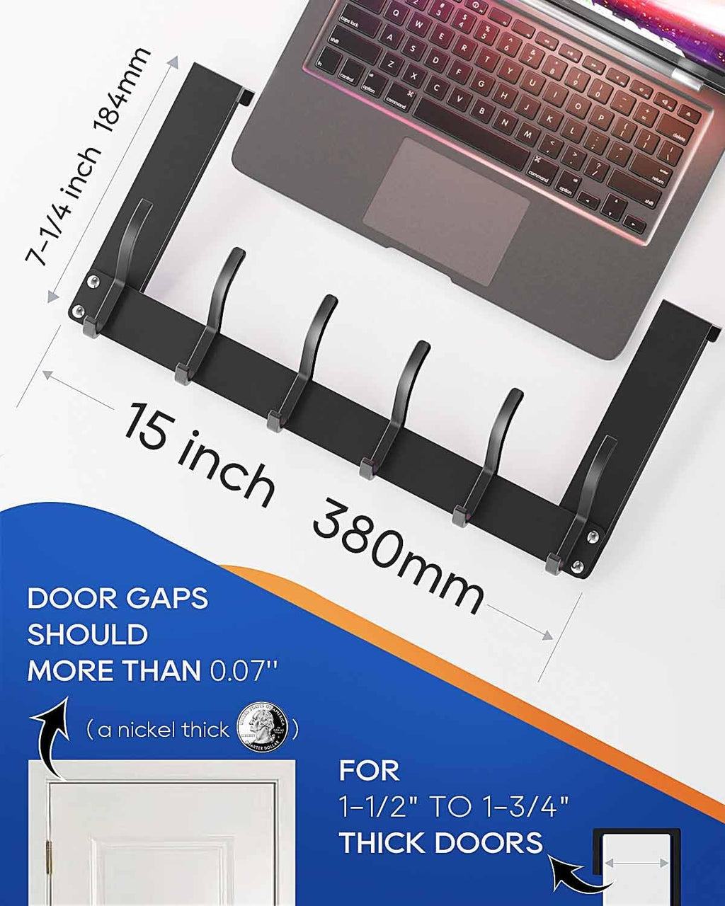 2-Pack Over The Door Hooks, No Assembly Required Door Coat Rack