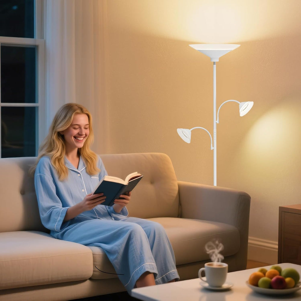 SIBRILLE 42W 3-Light Torchiere Floor Lamp, LED Tree Standing Lamp