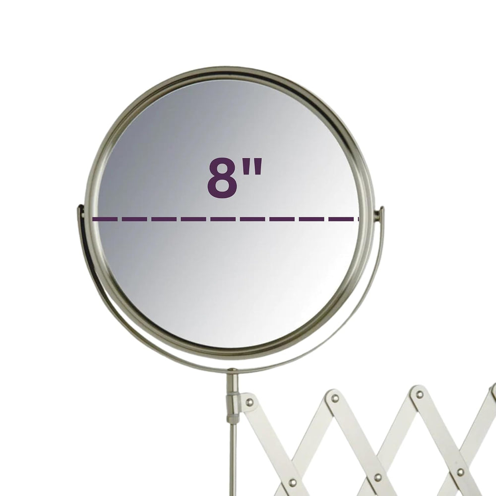 JERDON Wall-Mounted Makeup Mirror - 7X Magnification - Nickel - JP2027N