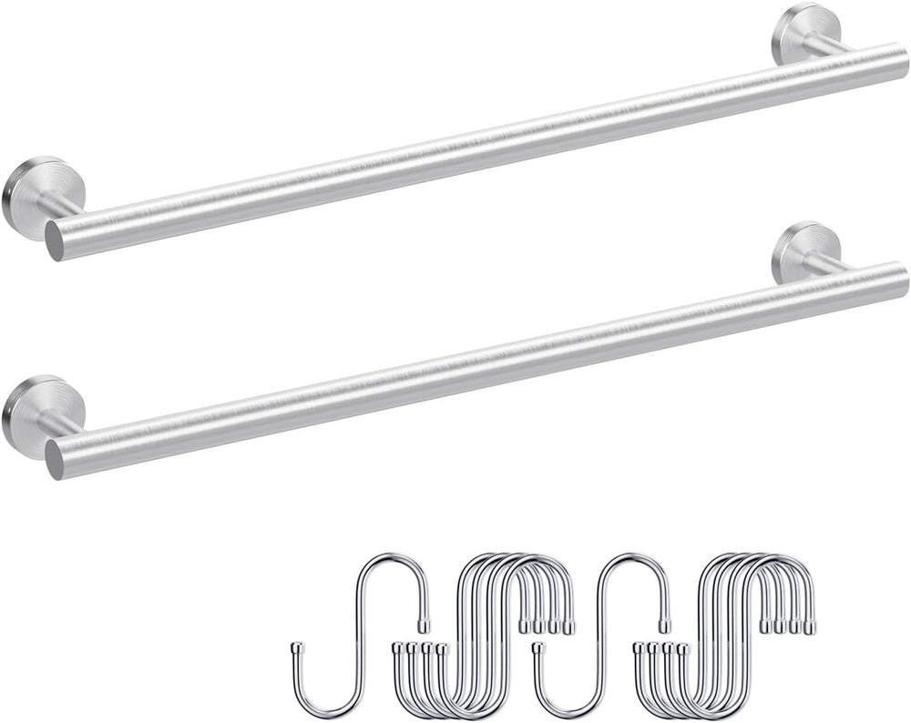 2 Pieces Brushed Nickel Towel Racks for Bathroom, with 10 PCS Hooks, 24'&...