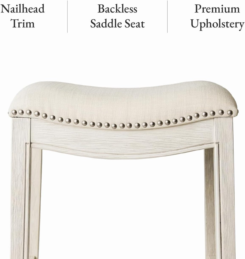 Maven Lane Adrien Backless Counter Stool, Cream, 26"