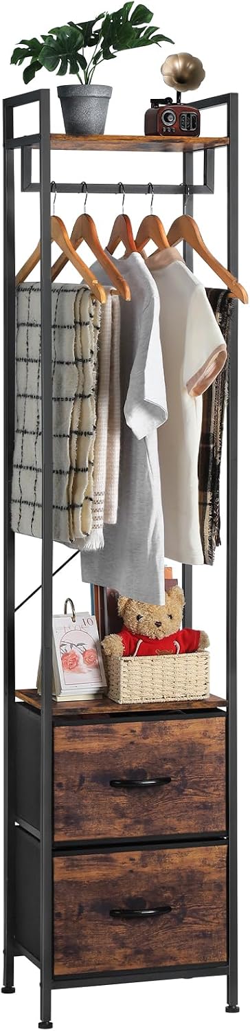 Garment Rack Clothes Rack Heavy Duty with Fabric Drawer and Storage Shelves