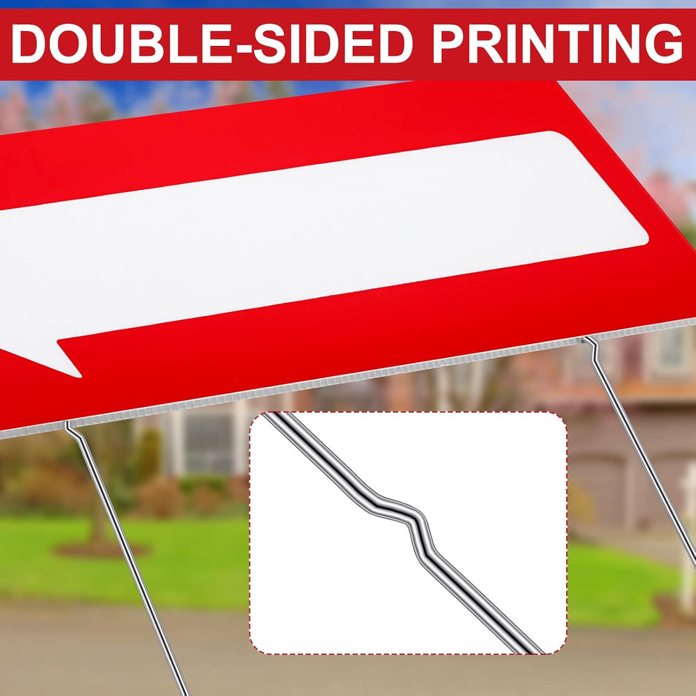 12 Pcs 17 x 6 Inch Arrow Yard Sign Red Corrugated Plastic This Way Decor Doub...