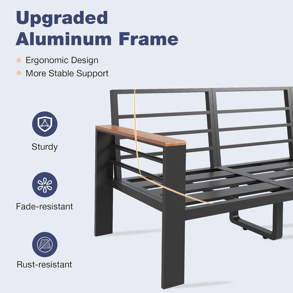 Aoxun Aluminum Patio Furniture Set 7 Seats, Grey
