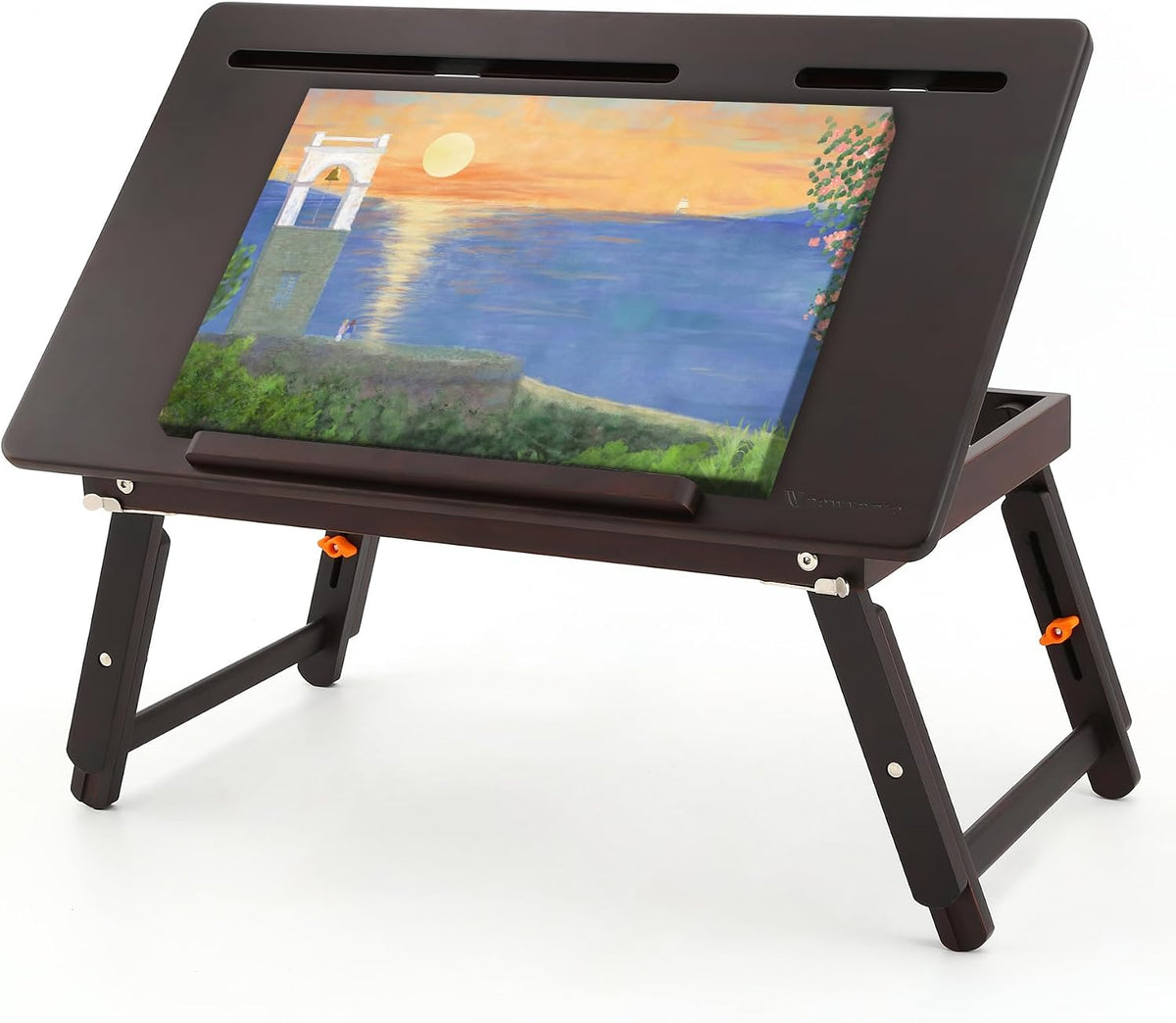 Nnewvante Drawing Table, Foldable Drafting Desk, Adjustable Height & Angle | Tablet and Phone Slots, Bamboo Drawing Board Easel, For Painting, Drafting, Writing, Reading