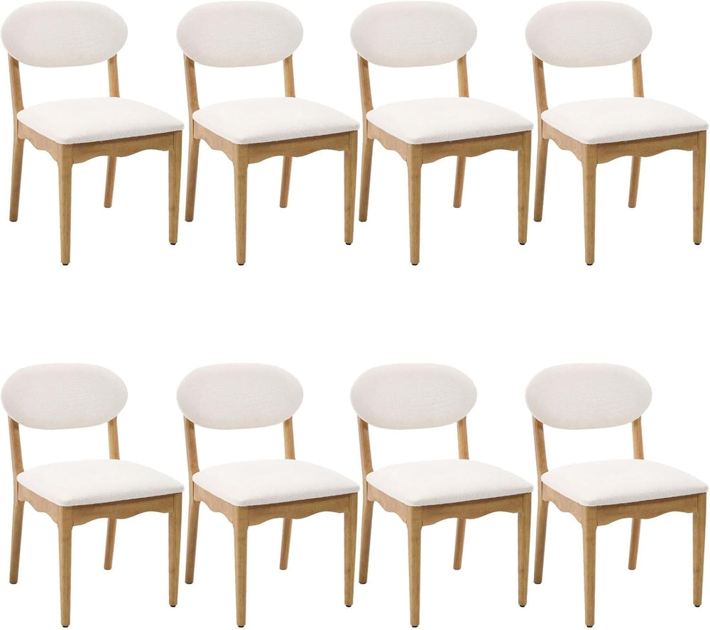 ROCITY White Dining Chairs Set of 8 Wood Farmhouse Dining Room Chairs Chenill...
