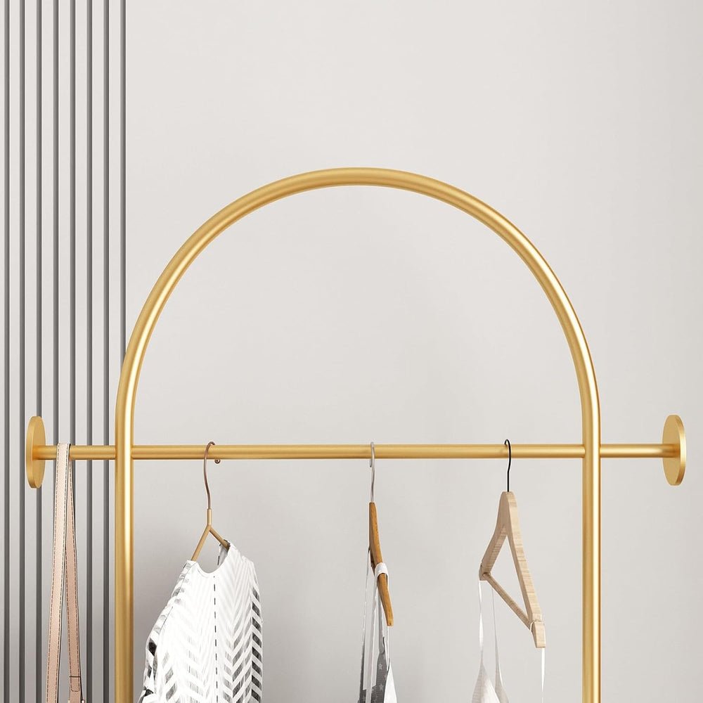 Gold Clothing Racks Heavy Duty, Gold Coat Racks Standing With Marble Base, Mo...