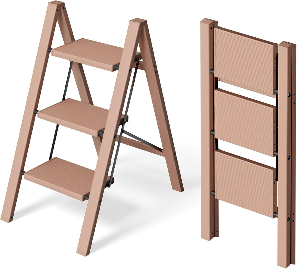 HillhutApex 3 Step Stool Foldable Ladder,Aluminum Step Ladder