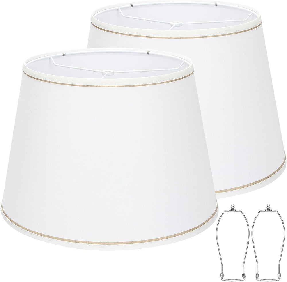 Large White Lamp Shades Set of 2, 12"Top x 16"Bottom x 11"High