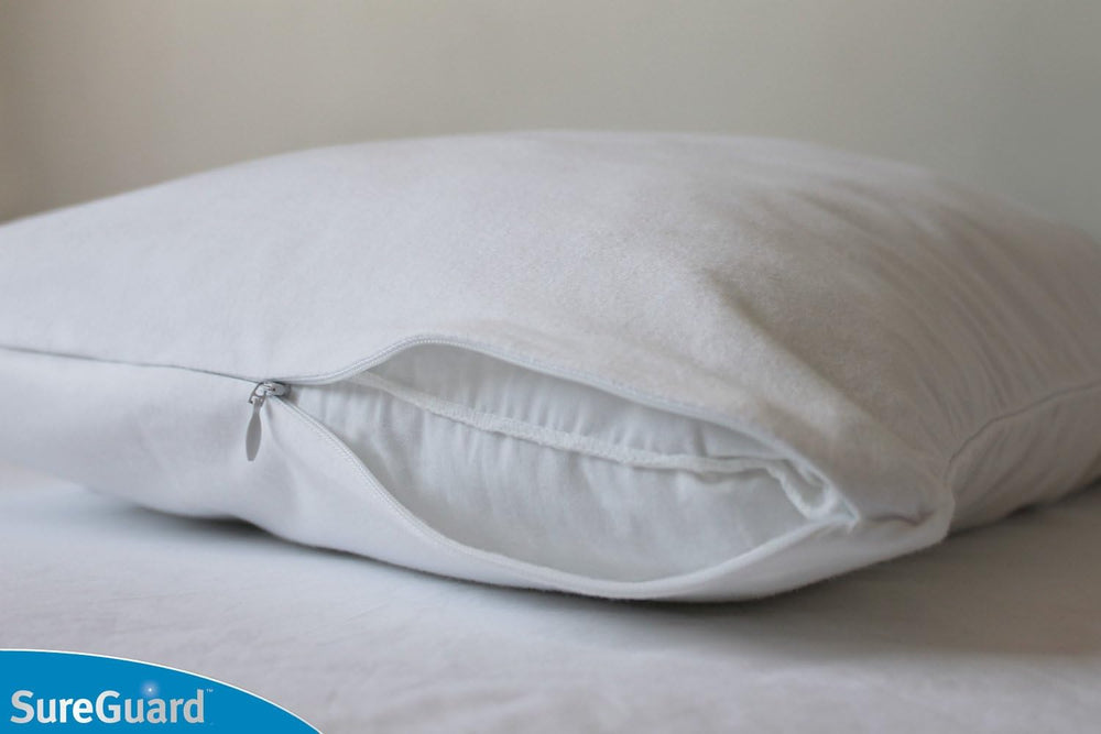 Set of 2 King Size SureGuard Pillow Protectors - 100% Waterproof, Bed Bug Pro...