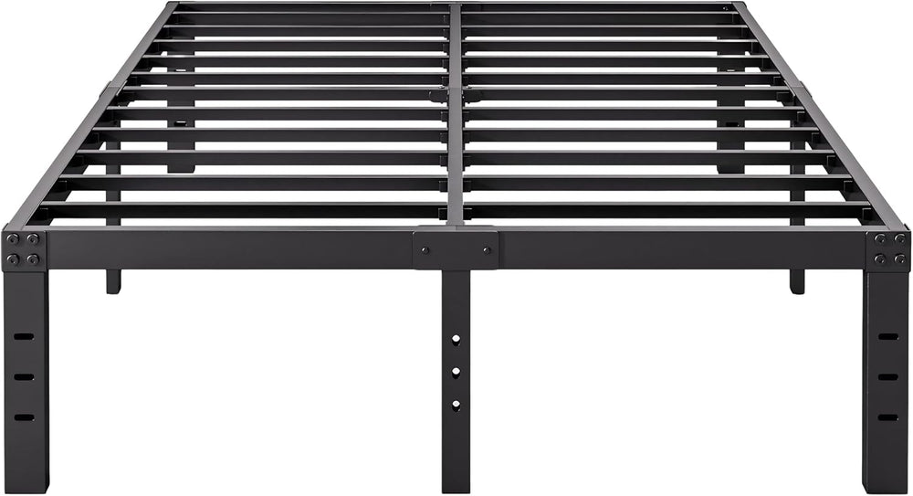 14 Inch Metal Queen Bed Frame with Storage, Black, No Box Spring