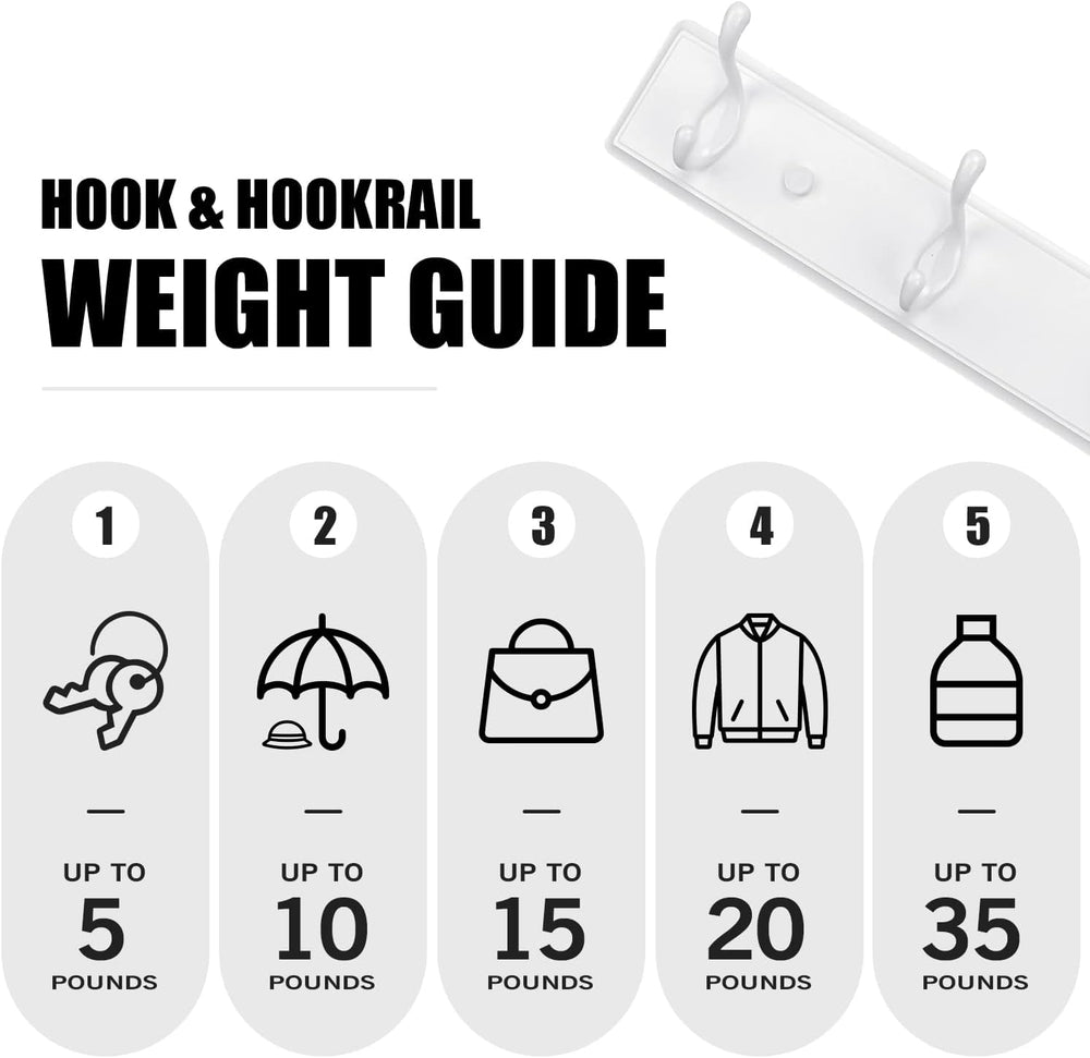Badiano Heavy Duty Wooden Coat Rack, Wall-Mounted Organizer, 24 Inch, White