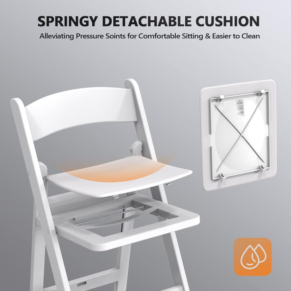 FCH Plastic Folding Chair with Padded Seat, Resin Foldable Chairs with Soft C...
