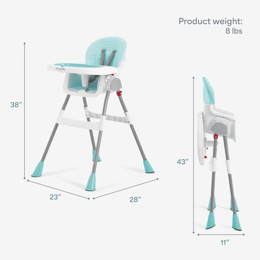 Dream On Me TableTalk 2-in-1 Convertible High Chair, 5-Point Harness, Aqua