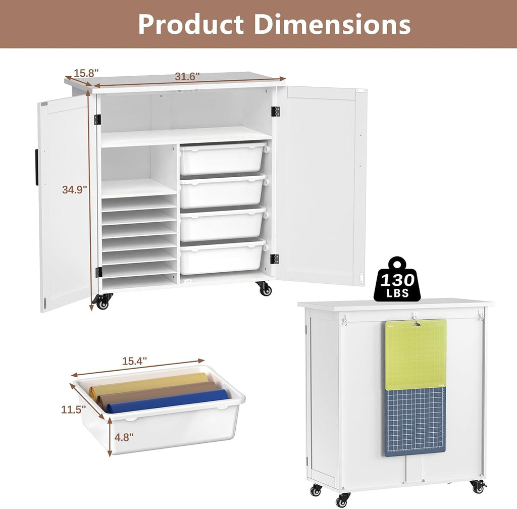 gdlf craft cart compatible with cricut, rolling storage on a desk or shelf