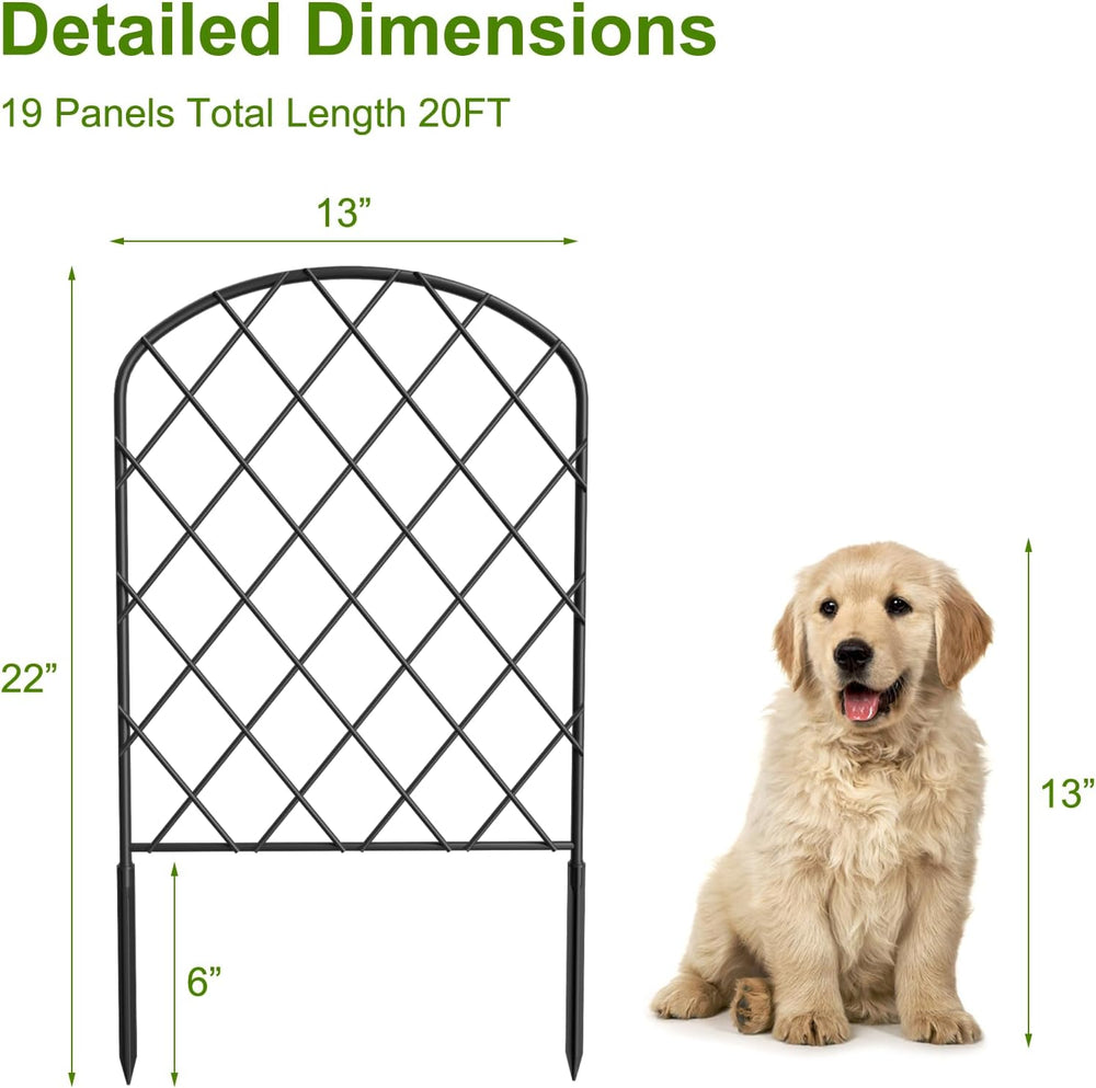 PINPON 19Pack 20ft Garden Fence 24in High Rustproof Metal Barrier Yard