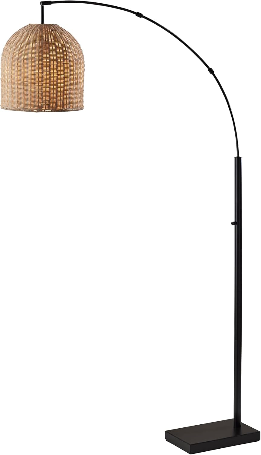 Adesso Floor Lamp, Bronze & Natural Rattan, Coastal Design, 80”