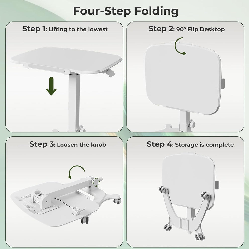 27" Foldable Standing Desk, Mobile Laptop Cart on Wheels