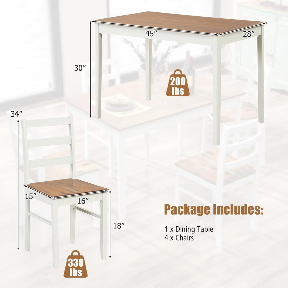 Tangkula Mid-Century Modern Dining Table Set for 4, Wood Kitchen Table Set