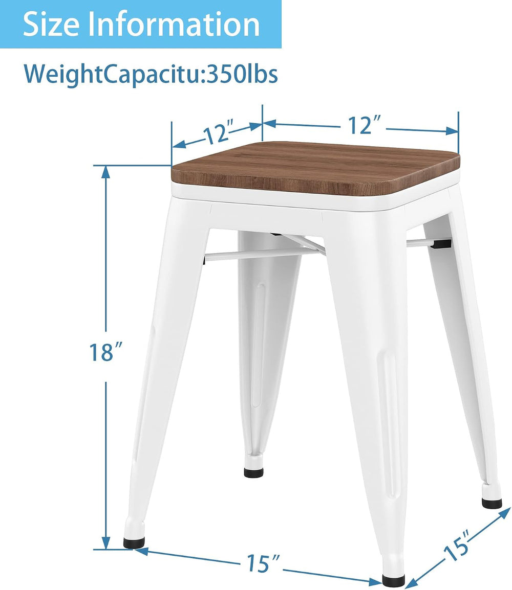 Changjie Furniture 18 Inch Stools Metal Dining Chairs Set of 4 Stackable Scho...