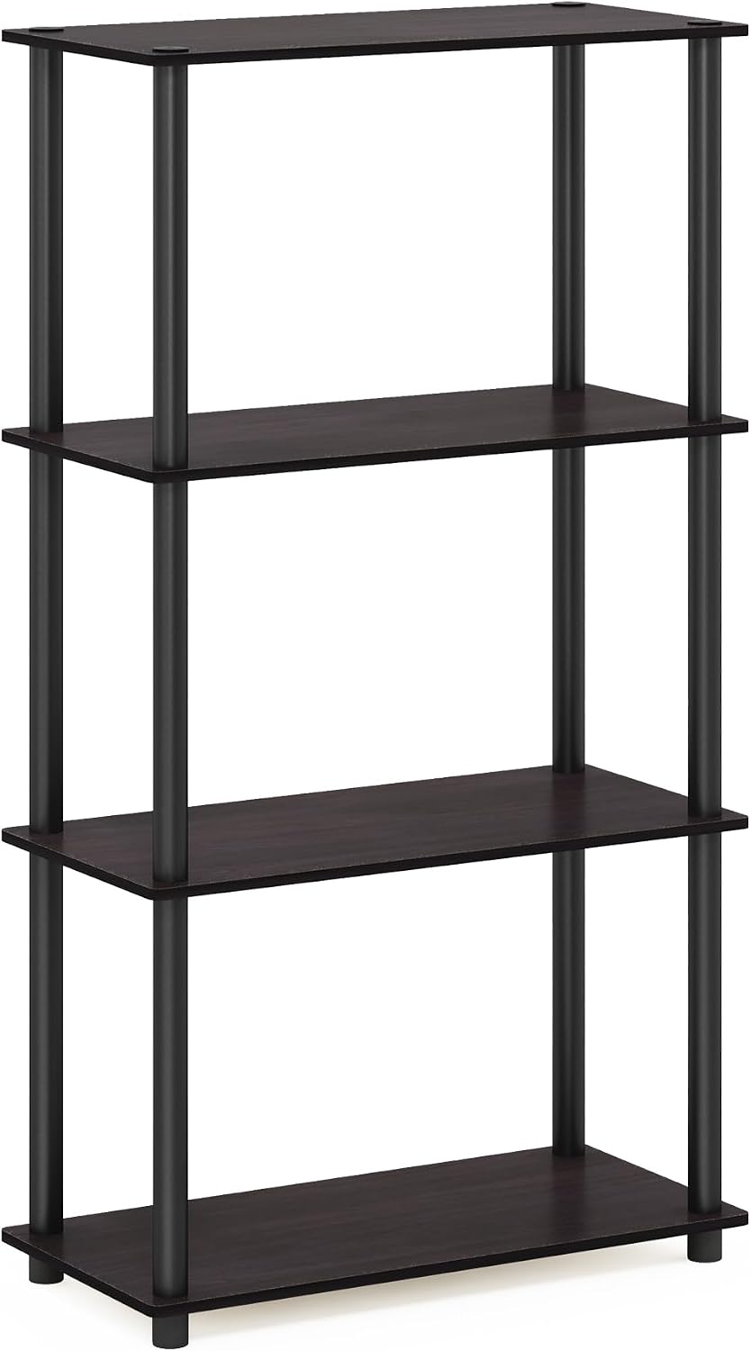 Furinno Turn-N-Tube Toolless 4-Tier Storage Shelves, Walnut