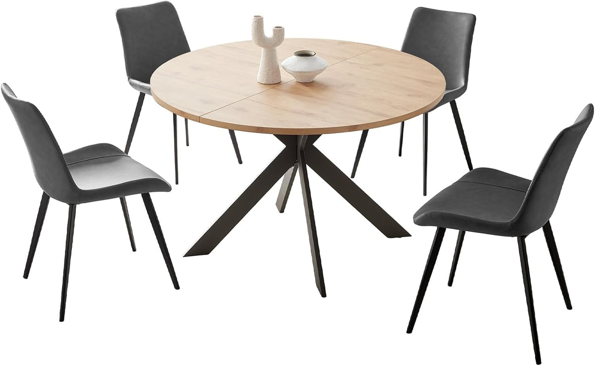 zerifevni 46.4" round dining table set, mid century shown in use