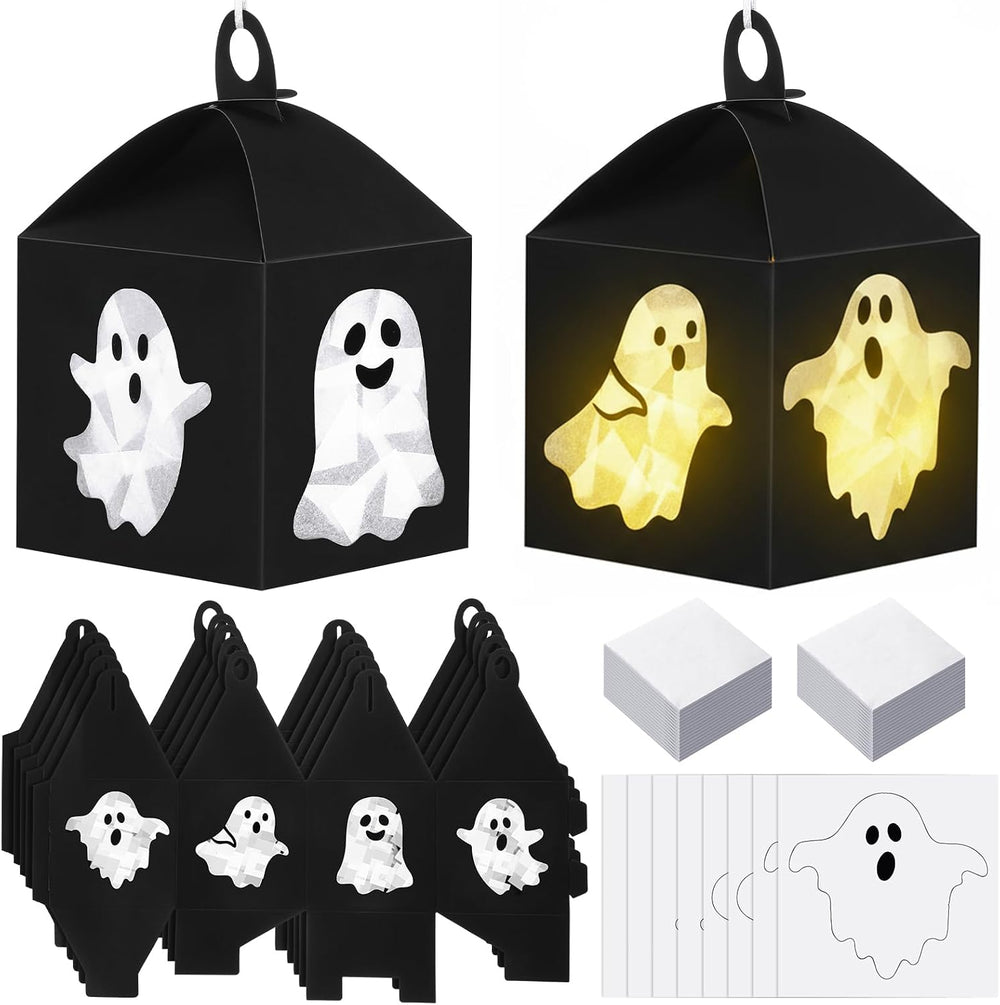 VIHOSE 16 Sets Halloween Ghost Tissue Paper Lanterns Craft Kits