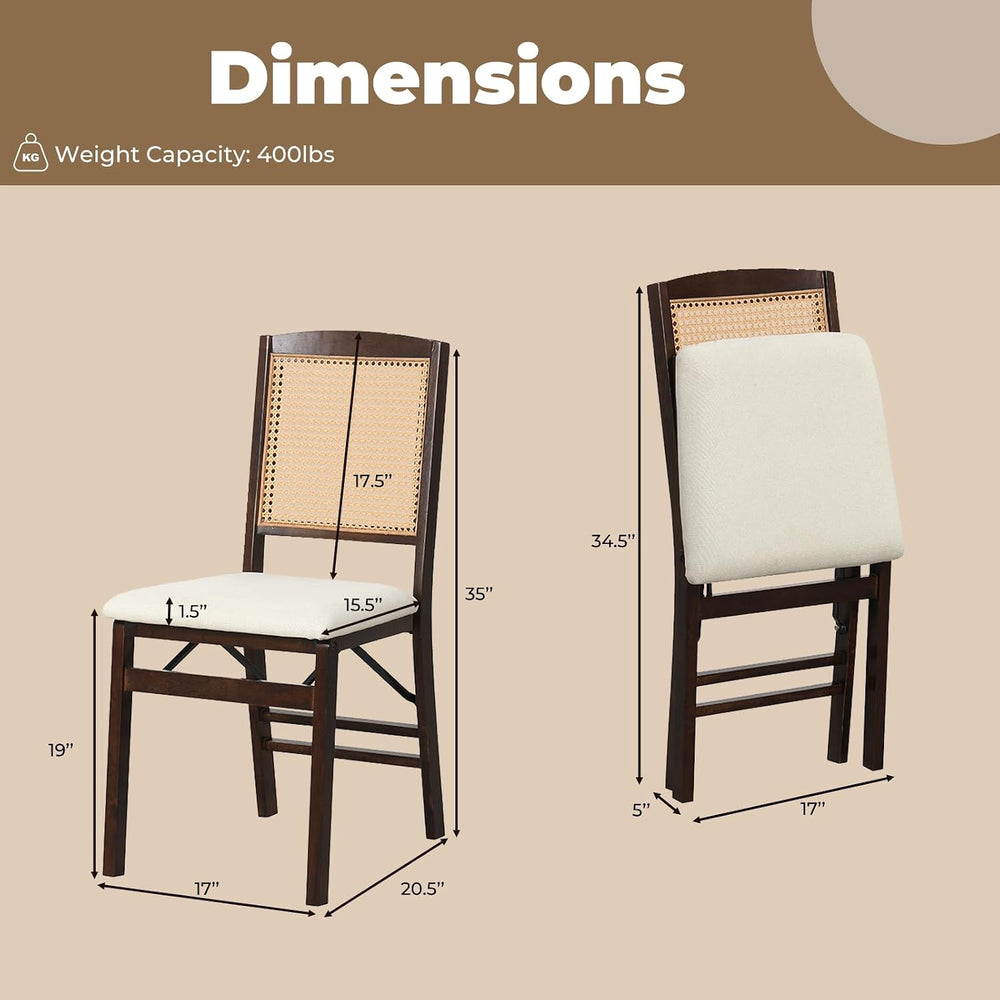 GOFLAME Folding Dining Chairs Set of 4, Linen Fabric Upholstered Kitchen Chai...