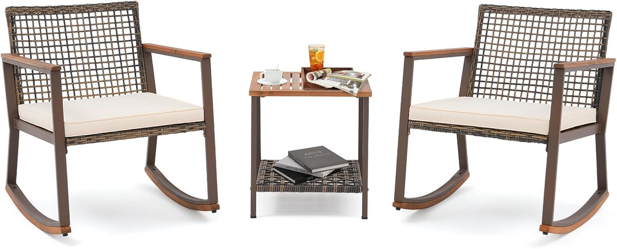 Verano Garden 3 Pieces Rocking Bistro Set, Conversation Bistro Set