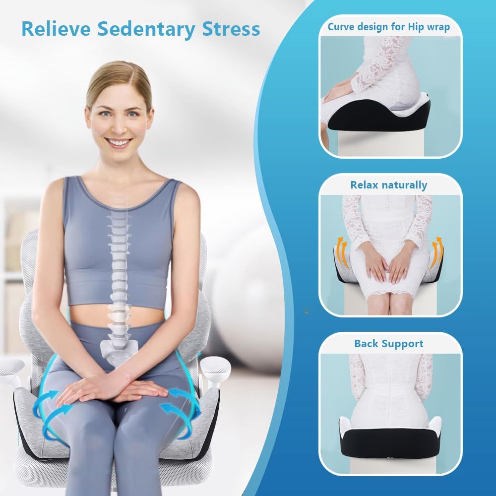 Seat Cushion for Office Chair, Ergonomic Cushion with Lumbar Support Pillow