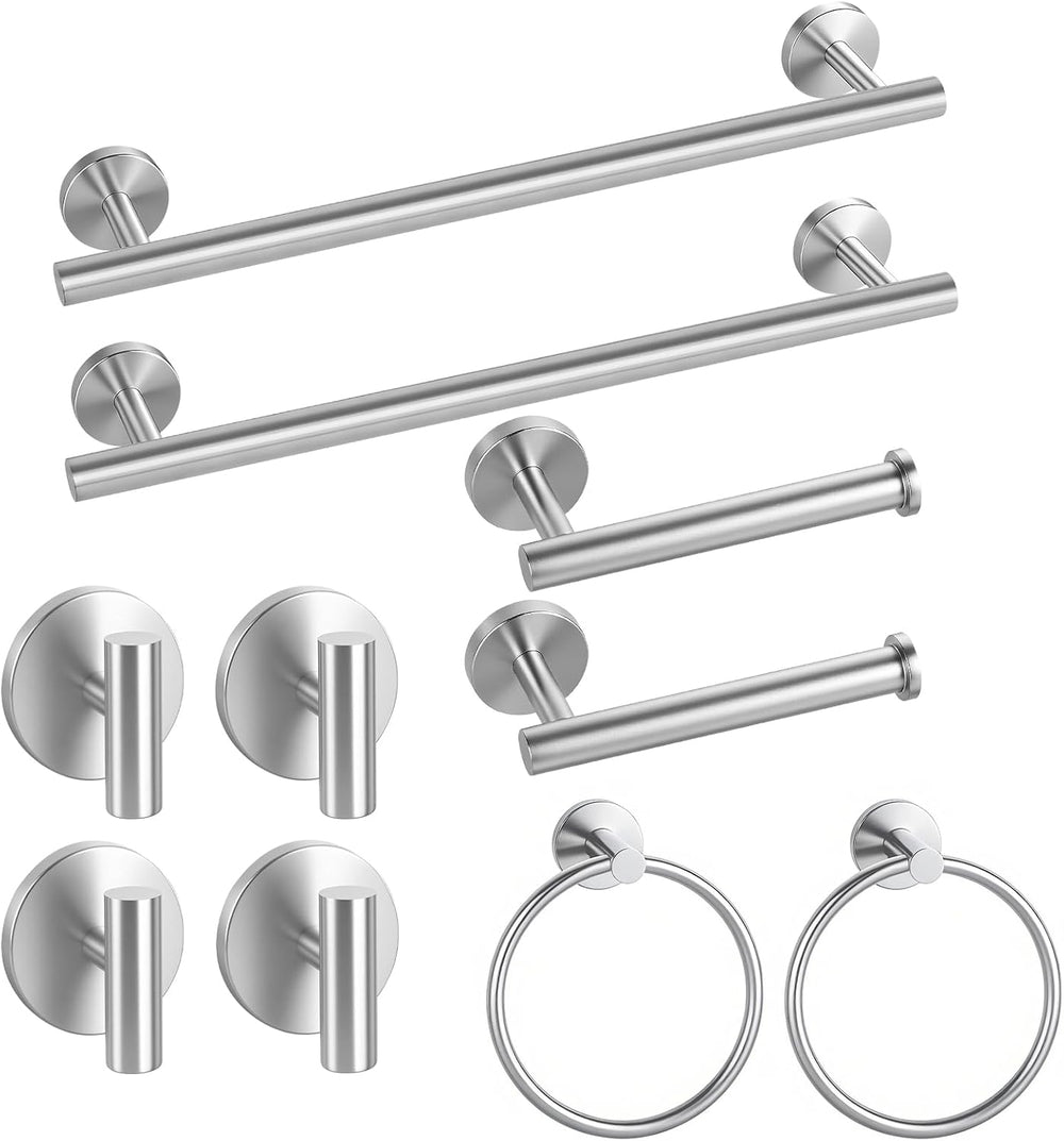 Brushed Nickel Bathroom Hardware Set 10 Pieces, Bathroom Towel Rack Holder Se...