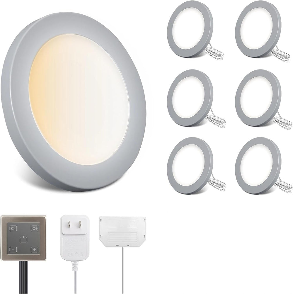 V4light Wired LED Puck Lights, 6 Pack, Plug-in Under Cabinet Lighting