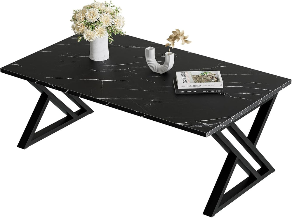 Wolawu Coffee Table Living Room Tables Black Coffee Tables for Home Office