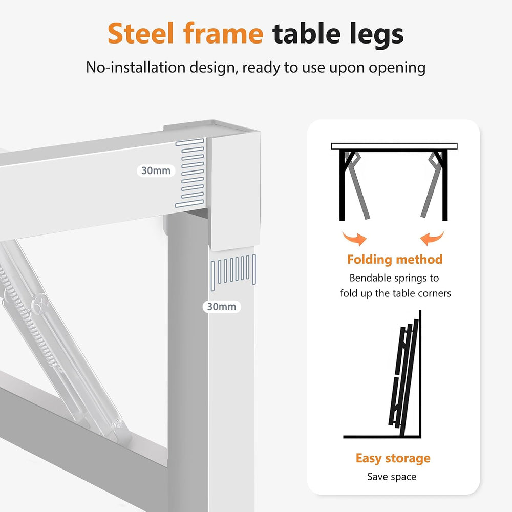 DlandHome 62 Inch Large Folding Computer Desk, Fully Assembled, Teak White